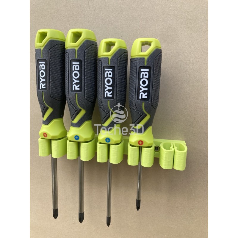 Support mural 5, 7 ou 9 tournevis couleur Ryobi