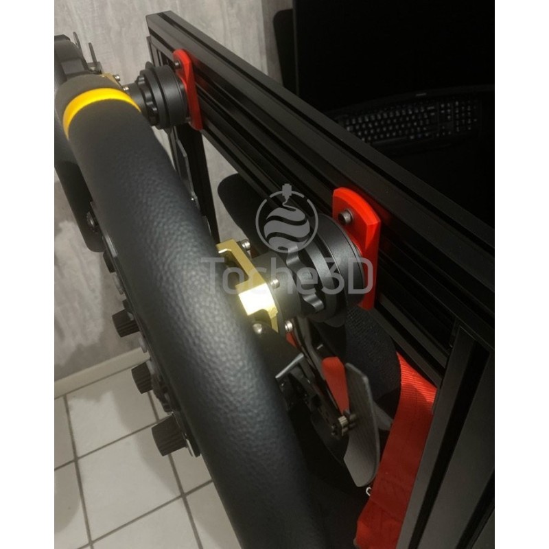 Support mural Fanatec QR2 fixé sur profilé aluminium 8020