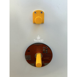Support mural DeWalt vu de dessus, avec un disque de meuleuse installé en dessous